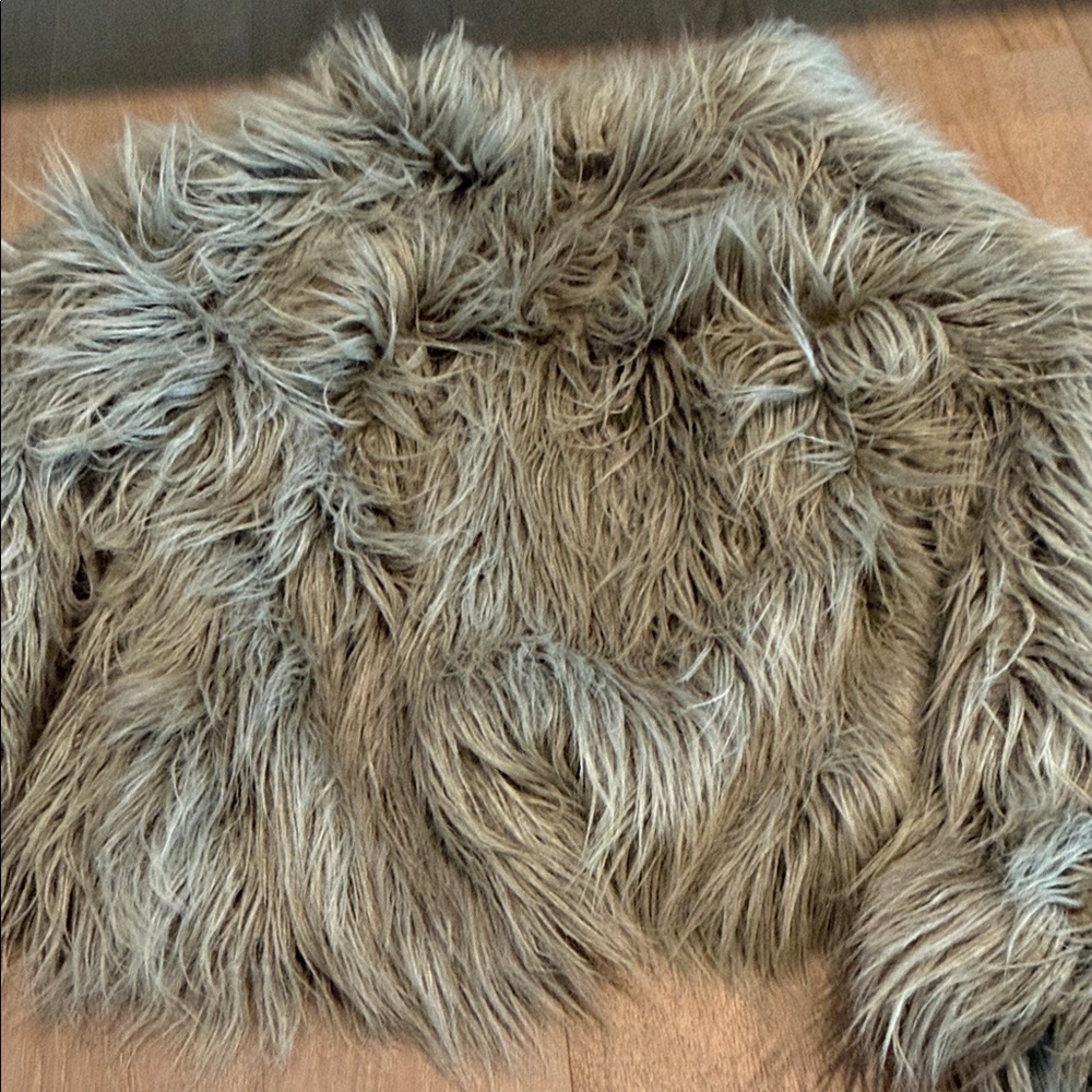 Fabulous Furs Shaggy Faux Fur Jacket in Gray - Picture 7 of 7